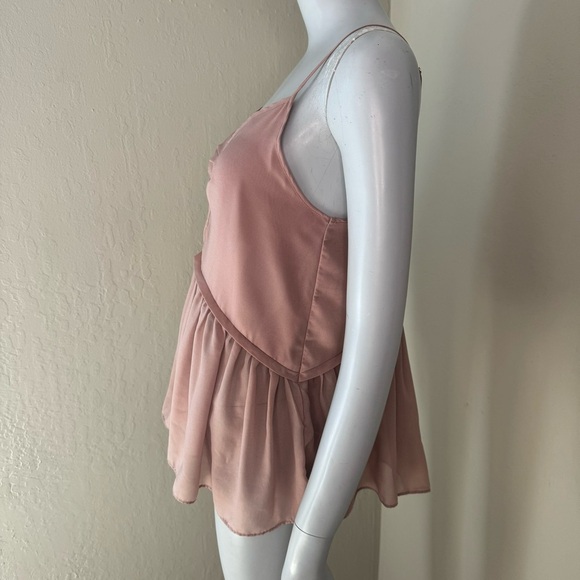 KIMCHI BLUE Sugar Plum Cami Peplum Top Silky Sheer Blush Pink Mauve Size Small - Picture 13 of 15